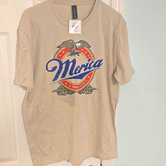 Merica Tan Graphic T-Shirt - Picture 1 of 5